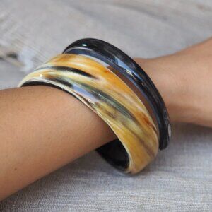 Natural Buffalo Horn Bangle Bracelet 157 high (4 cm) Spiral Snake